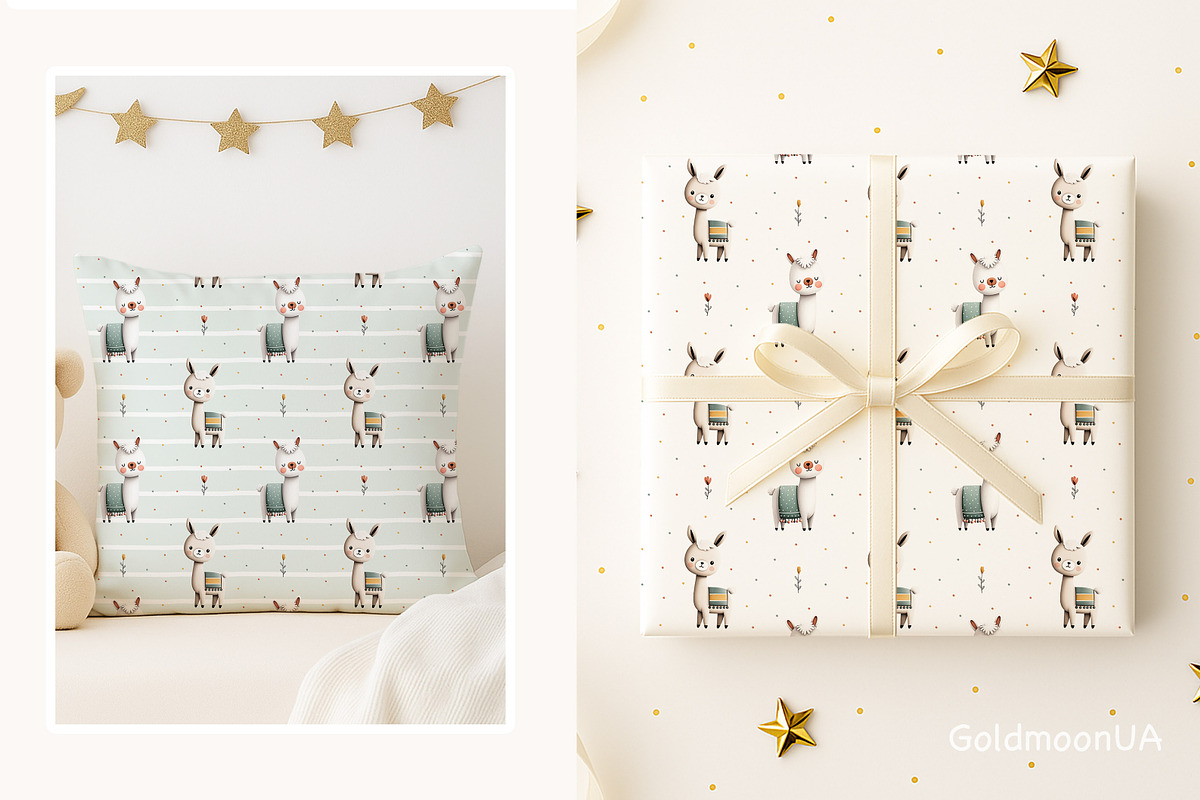 Little llama Patterns & Clipart, an Animal Illustration by GoldmoonUA (Photo 4 of 5)