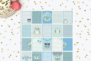 Winter Owls Printable Planner Boxes