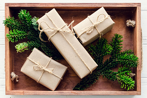 Modern Christmas wrapped presents