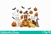 Black Cat Halloween Png, an Illustration by Watercolor design (Thumbnail 1 of 3)