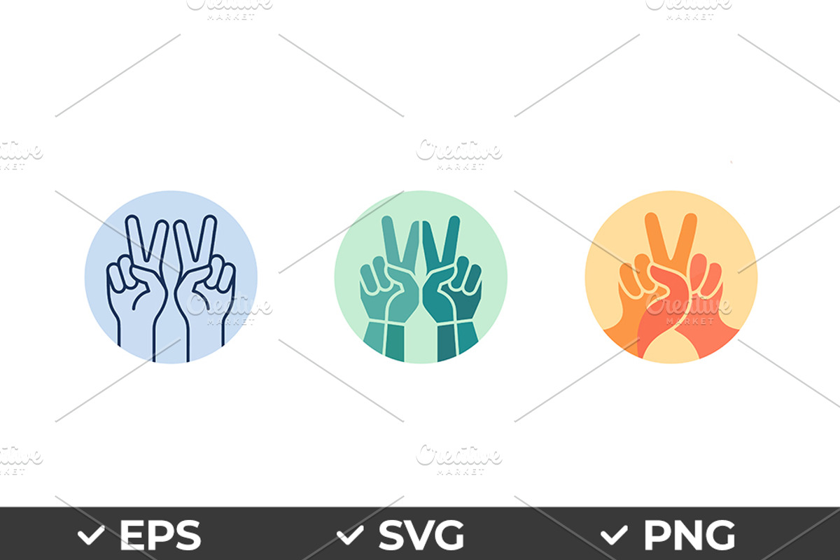 Peace Hand Sign Vector Icons, an Object Graphic by Artonix (Photo 1 of 3)