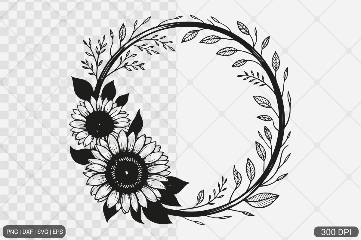 Sunflower Frame SVG PNG Bundle, an Illustration by Actual Pixel (Photo 15 of 23)