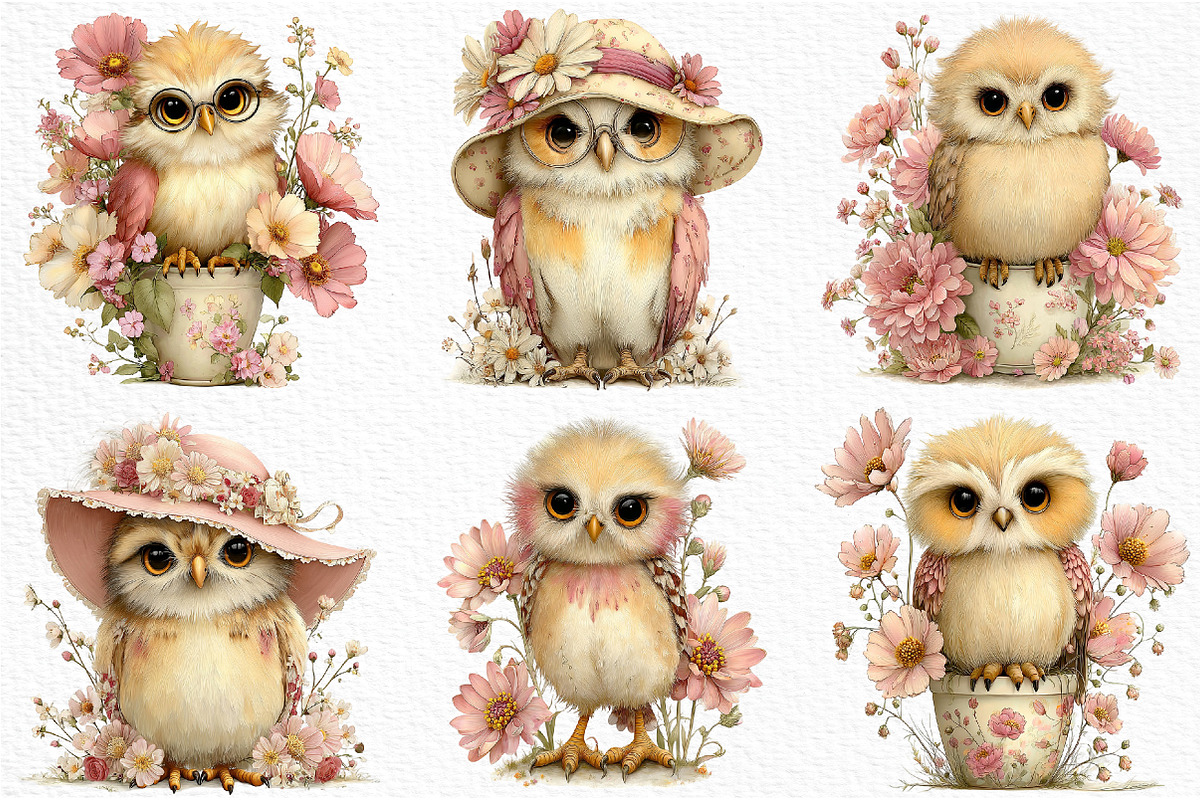 Funny Spring Owl Clipart, an Illustration by Craft Nest (Photo 4 of 12)