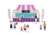 People buy sweets in candy shop, a Food Illustration by Good Studio (Thumbnail 1 of 3)