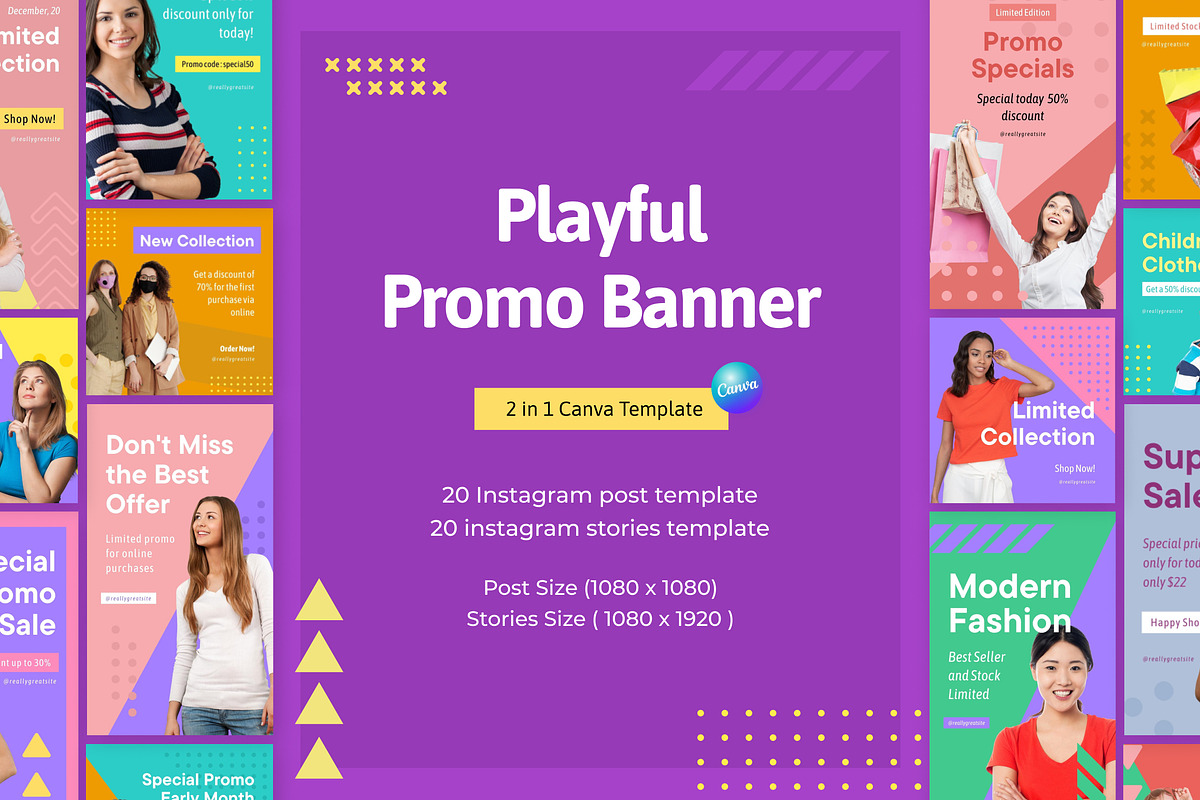 Playful Promo Banner Canva Template, a Social Media Template by Brandearth RRGraph (Photo 1 of 8)