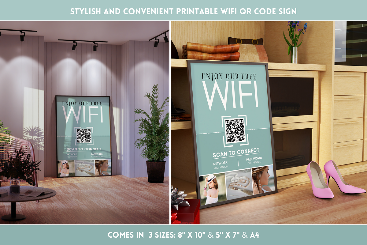 WiFi QR Code Sign - Green, a Marketing Template by SunshineStudioBoutique (Photo 8 of 10)