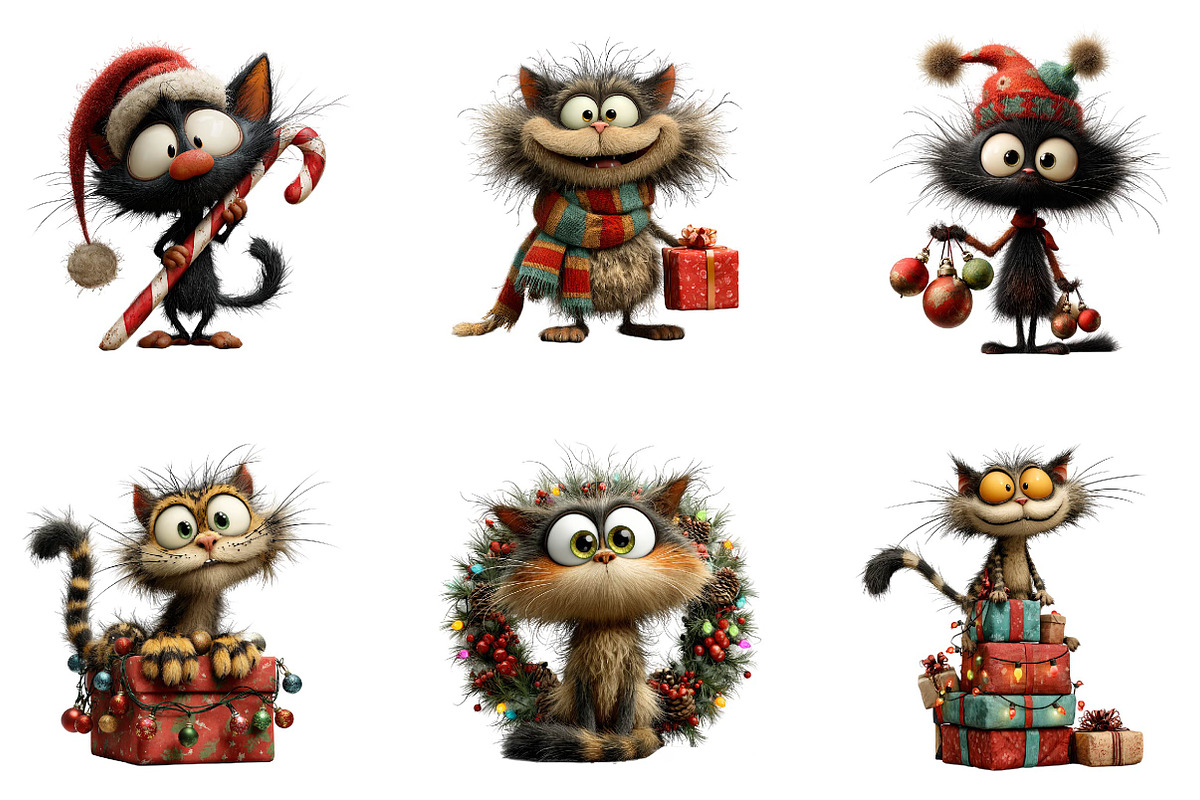 Whimsical Funny Christmas Cat, a Seasonal Illustration by fashionaddict (Photo 2 of 6)
