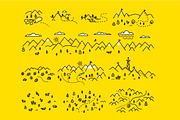 Mountains map, set graphic elements, a Texture Illustration by Ilia Design (Thumbnail 2 of 7)