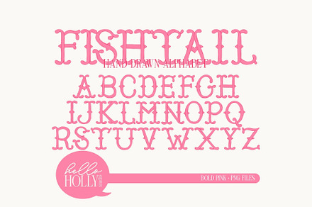 Hand-Drawn Fishtail Alphabet Pink