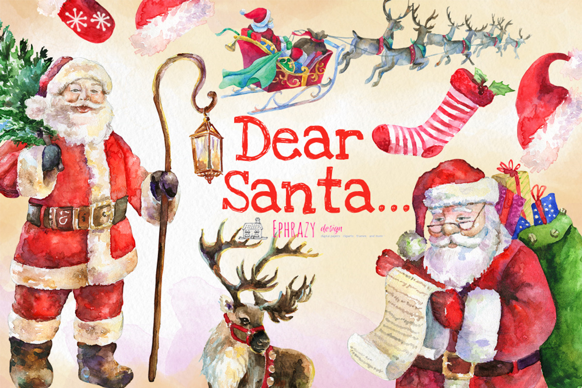 Christmas clipart. Santa clipart, an Illustration by EphrazyGraphics (Photo 1 of 2)