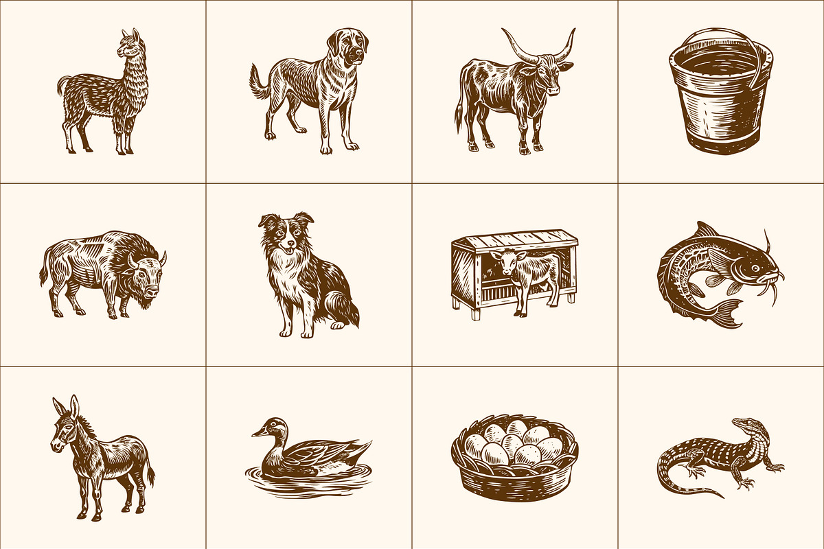 Vintage Farm Animals Illustration, an Animal Illustration by Prosymbols (Photo 7 of 8)