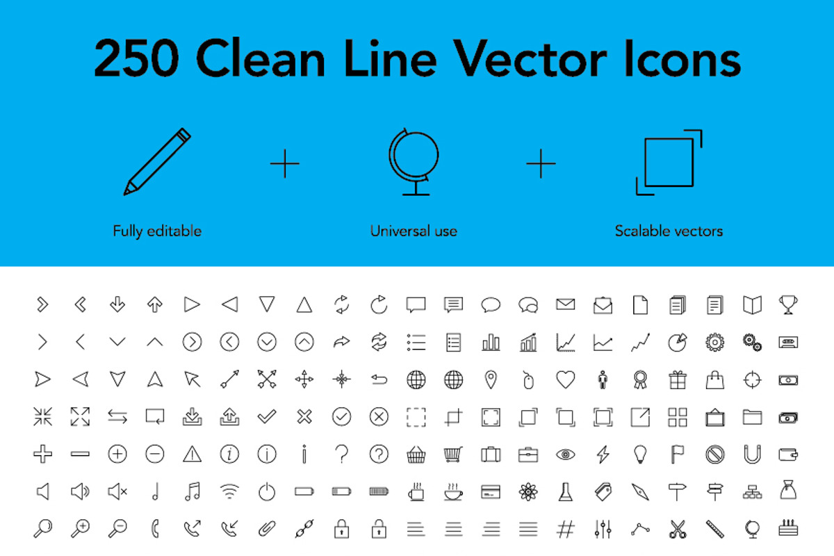 250 Clean Line Vector Icons, an Icon by Formed