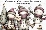 Whimsical Christmas Snowman Clipart, an Illustration by Craft Nest (Thumbnail 1 of 6)