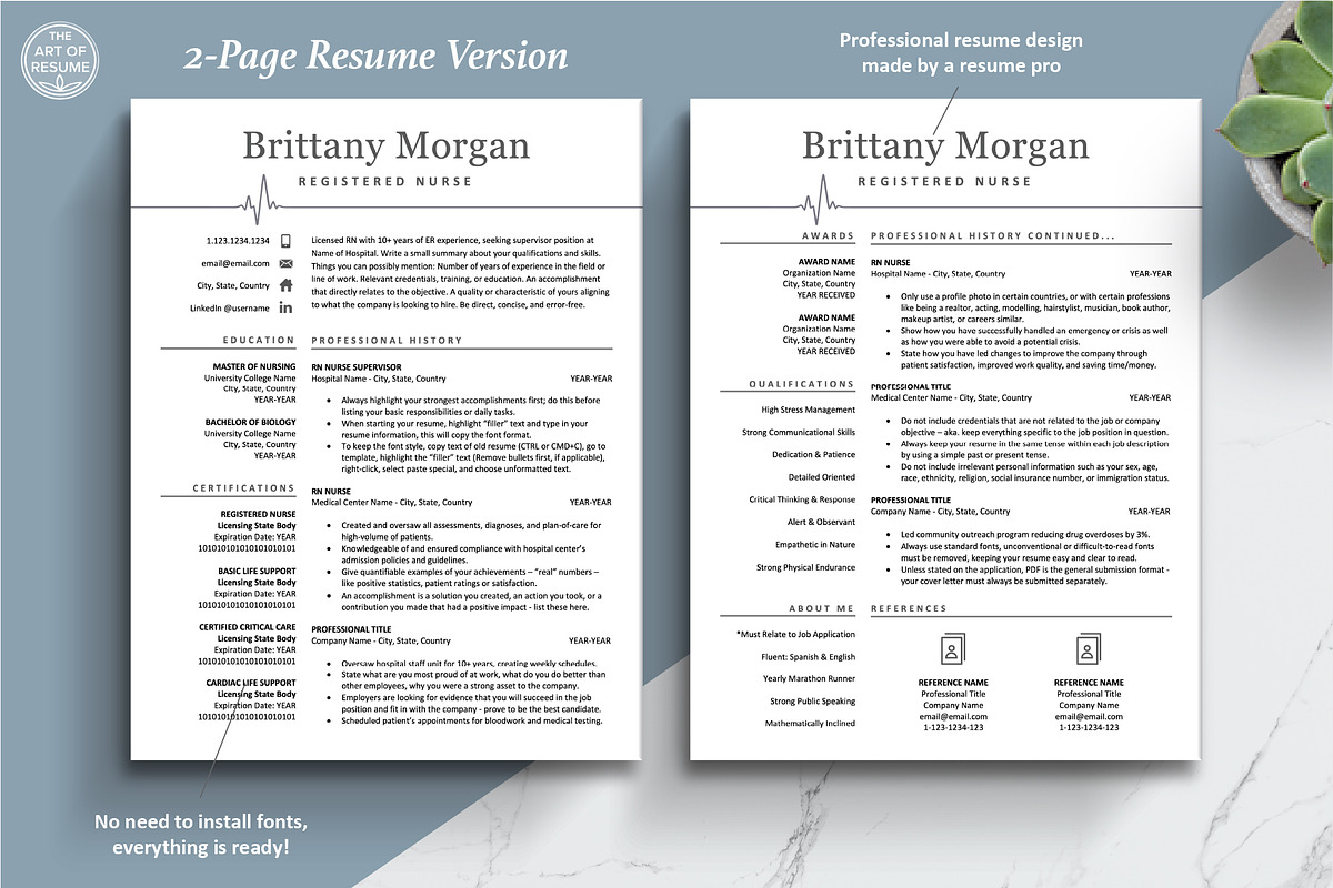 Resume Template for Nursing, Medical, a Resume Template by The Art of Resume (Photo 4 of 8)