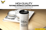 White Tumbler Mockup Bundle on Table, a Cups & Container Mockup by Banana Hey (Thumbnail 2 of 6)