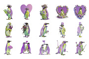 Valentine's Whimsical Penguin Clipar, an Illustration by DreamArtGraphic (Thumbnail 3 of 4)