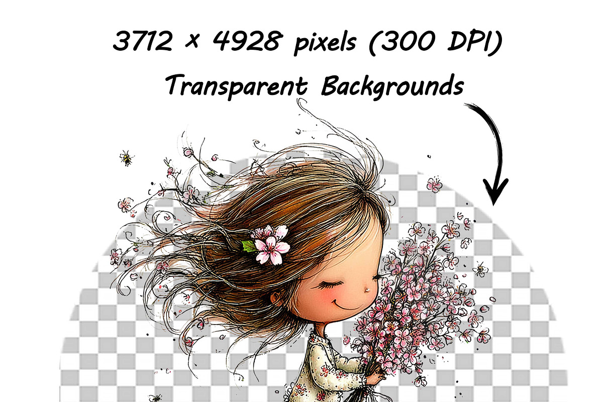 Whimsical Peeking Girl Clipart, an Illustration by one-touch (Photo 12 of 12)