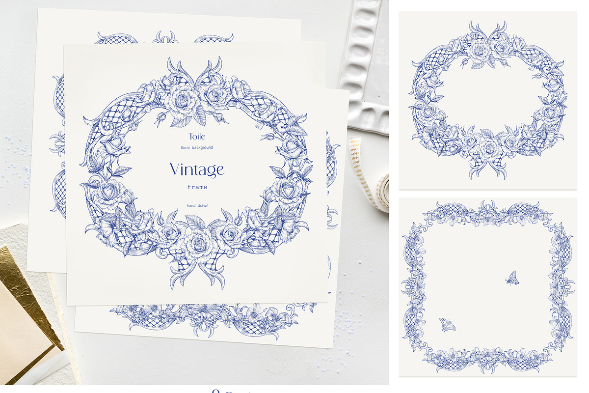 Vintage baroque frames Toile Vector, a Decorative Illustration by ON_lineart_store (Photo 6 of 10)