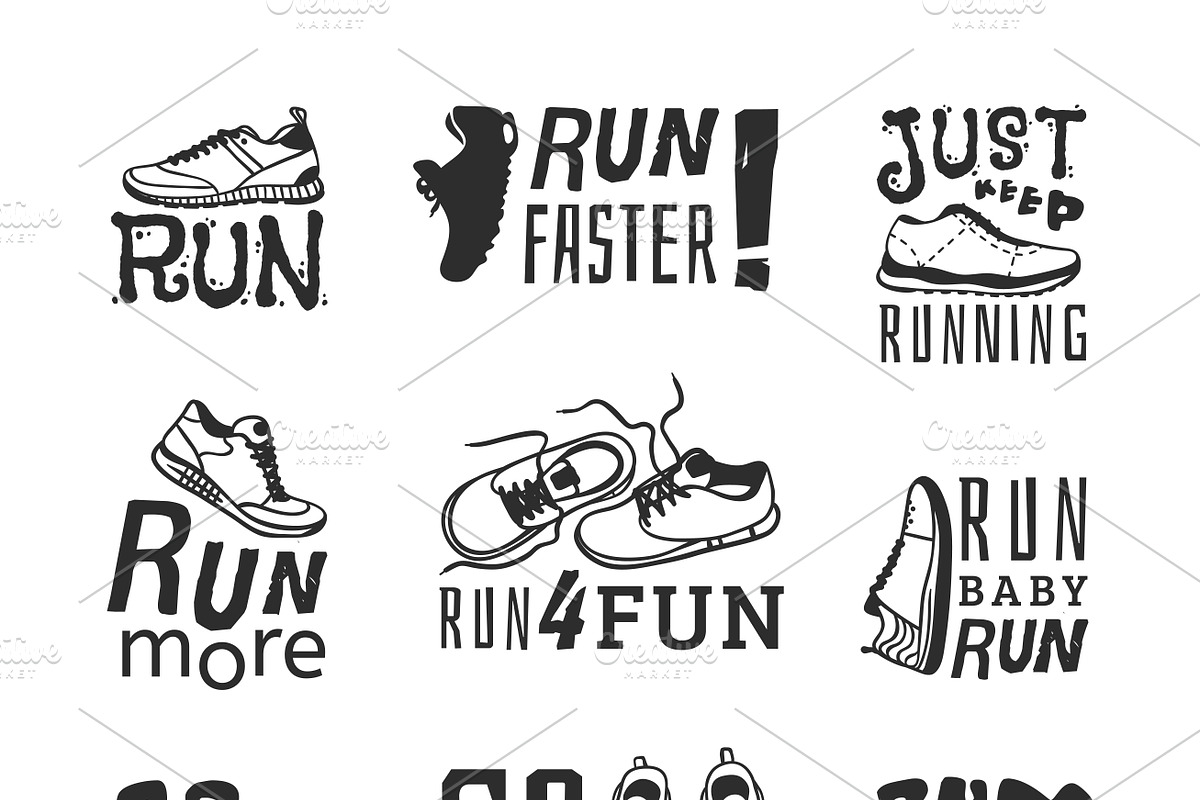 Running labels vector illustration, a Healthcare Illustration by ...