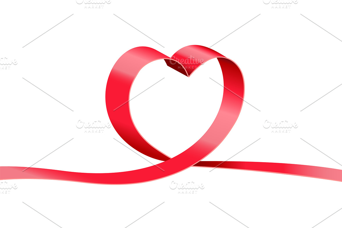 A red ribbon curves into a heart, an Illustration by Woters little shop