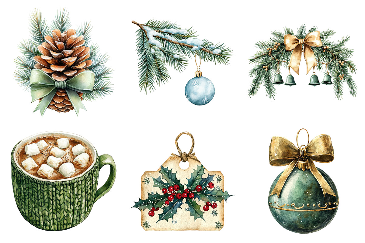 Green Winter Christmas Clipart, an Illustration by Daily.Designs (Photo 3 of 5)