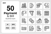 Payment and Bill Icons, an Outline Icon by Tekuni (Thumbnail 1 of 6)