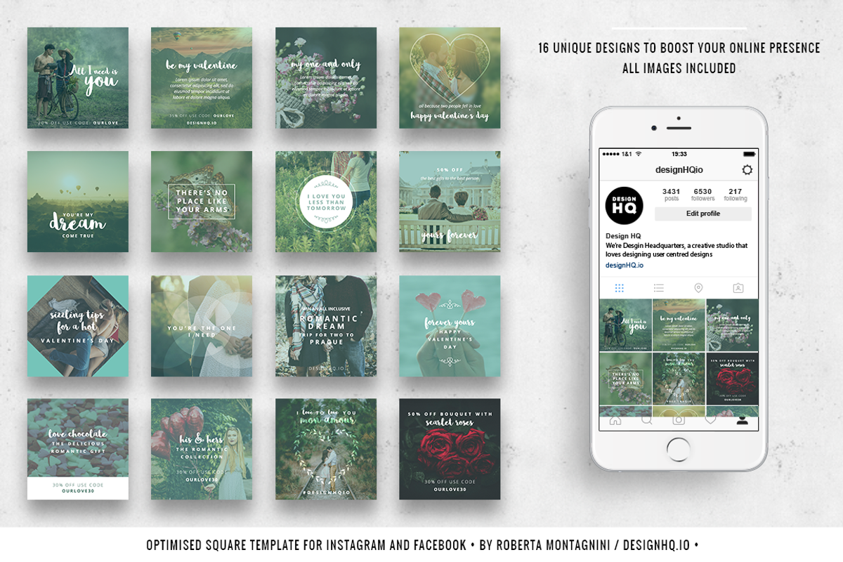 48 Social Media Templates - Romantic, a Social Media Template by DESIGN HQ (Photo 2 of 9)