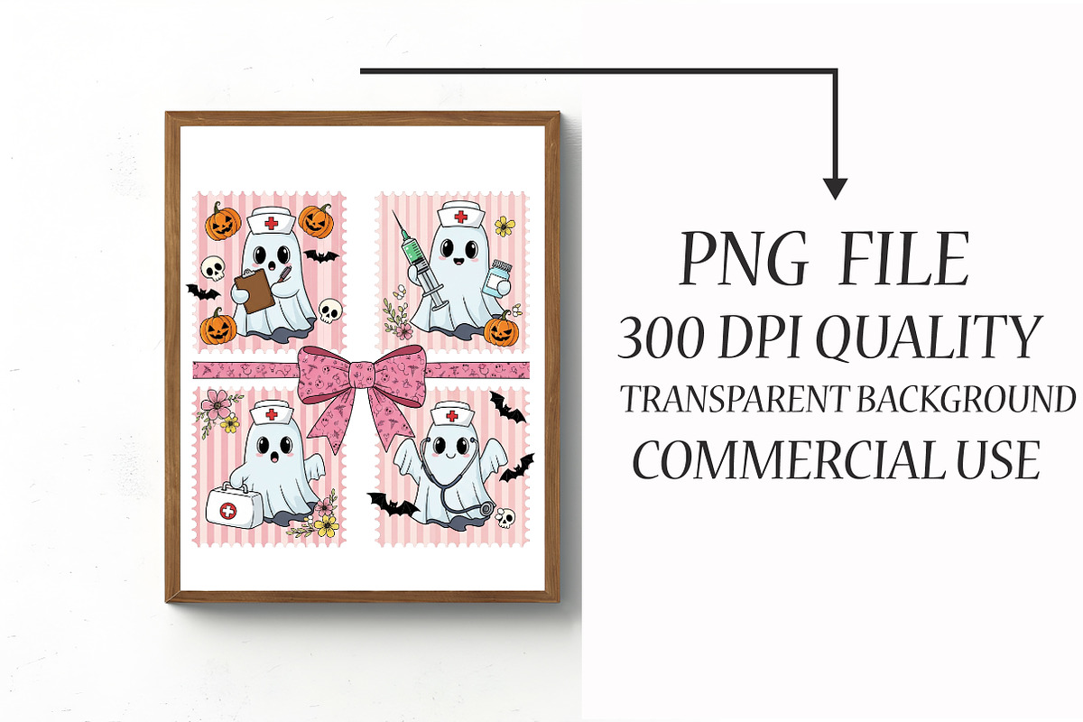 Coquette Pink Nurse Ghost Halloween, an Illustration by Libby Wishes (Photo 4 of 6)