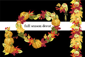 Set With Autumn Decor Elements