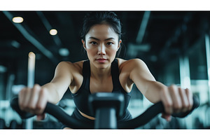 Asian woman intensely focused while, a Person Photo by Sergey Kotenev