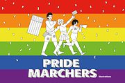 Pride Marchers, a Seasonal Illustration by Lu (Thumbnail 1 of 5)