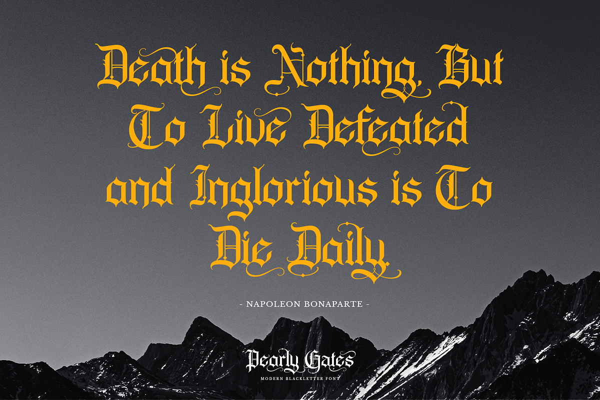 Pearly Gates - Blackletter Font, a Blackletter Font by Pixesia Studio (Photo 4 of 12)