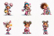Whimsical Christmas Girl Clipart, a Seasonal Illustration by fashionaddict (Thumbnail 2 of 7)