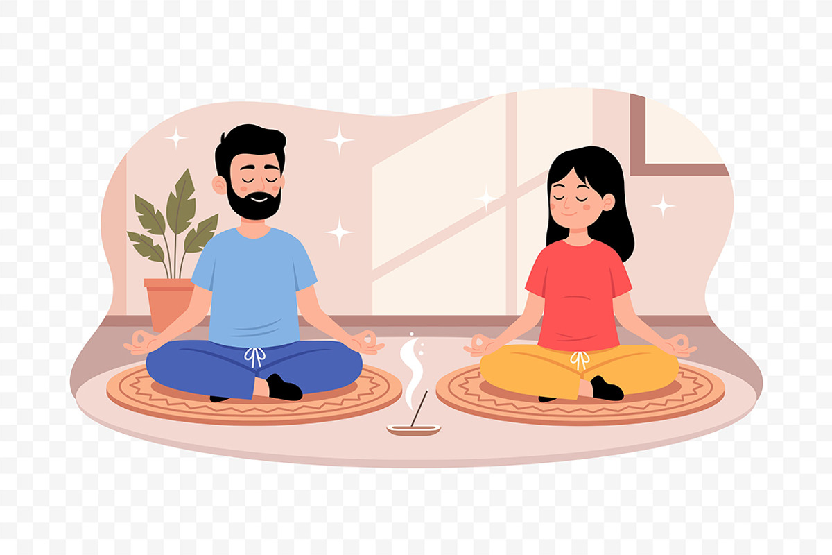 Meditation and Mindfulness in Home, a Person Illustration by Partikusi Design (Photo 3 of 3)
