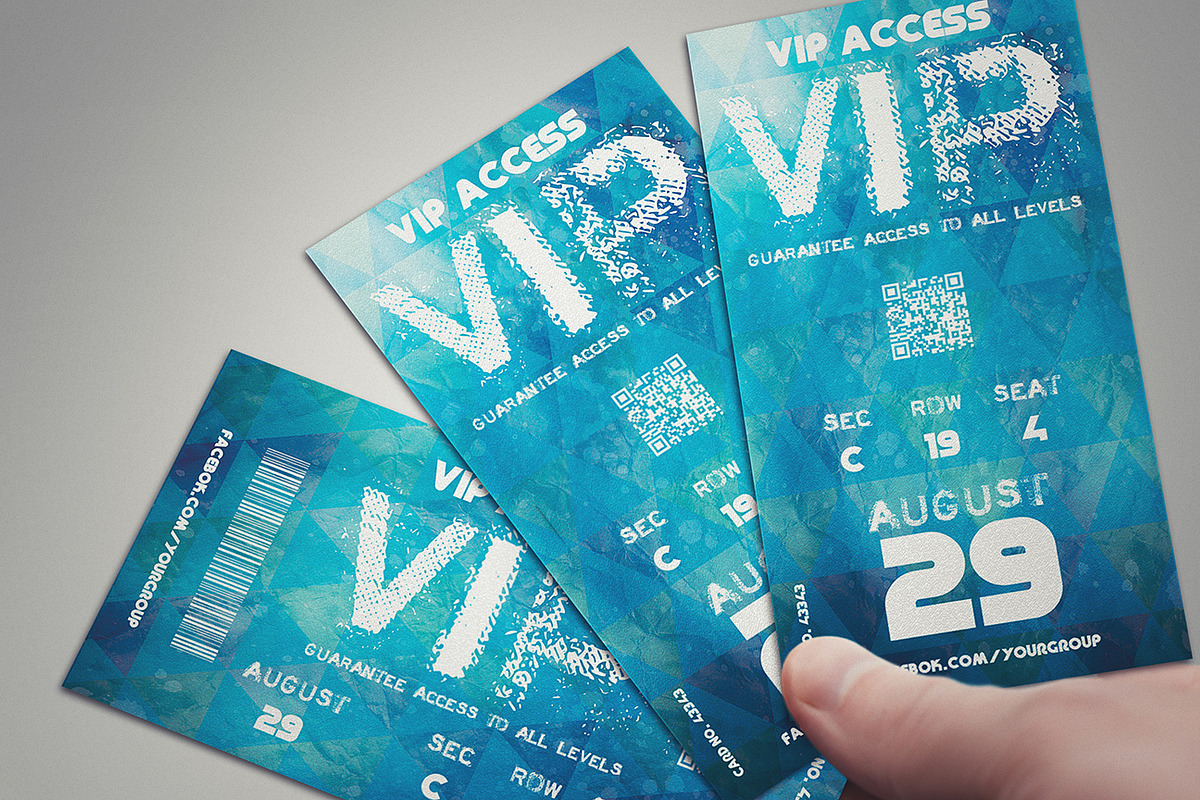 Blue Summer - VIP PASS CARD, a Card Template by Tzochko