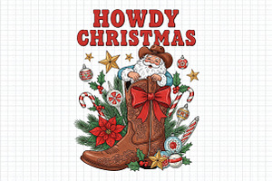 Howdy Christmas Cowboy Santa PNG, an Illustration by Craft Nest