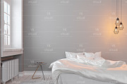 GRAY SCANDINAVIAN BEDROOM IMAGE SET, a Household Mockup by YKvisual (Thumbnail 2 of 7)
