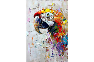 Vibrant parrot artwork abstract oil, an Animal Illustration by Lermont51
