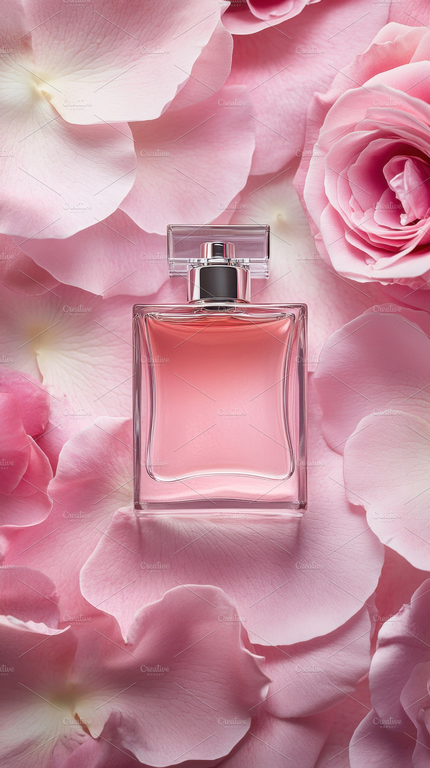 Perfume bottle with roses, a Photo by Beautiful things