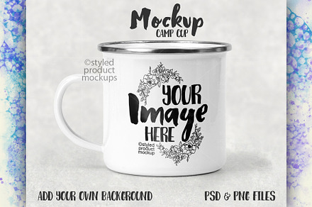Camp cup with metal rim mockup