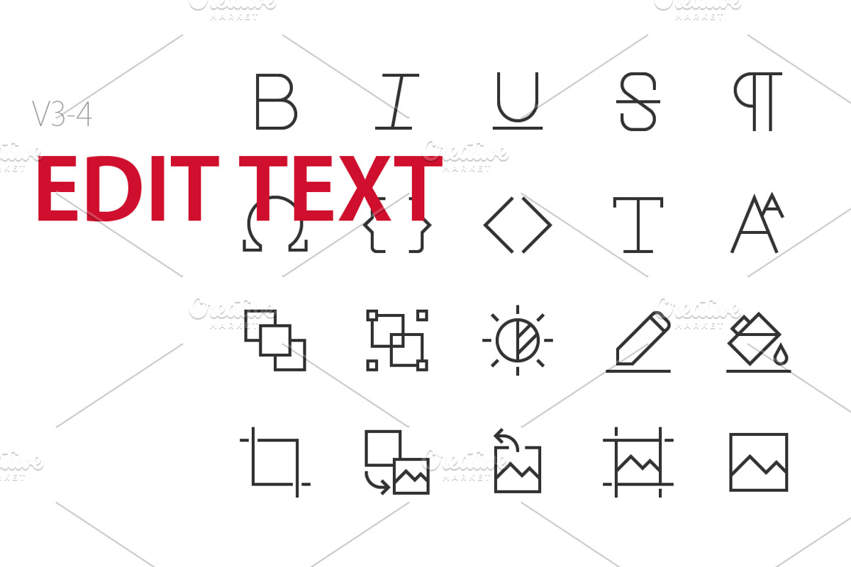 80 Edit text UI icons, an Outline Icon by Palau