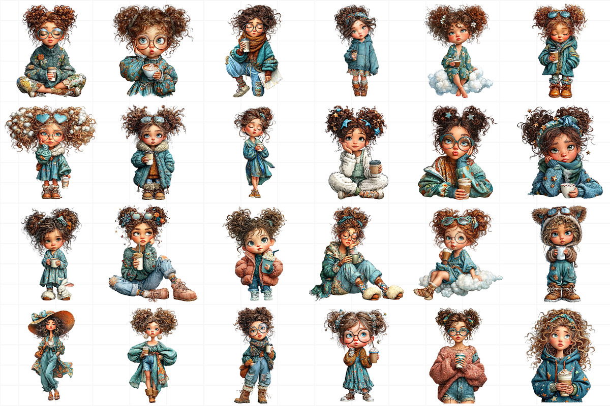Whimsica Watercolor Coffee Girl Clip, a Person Illustration by Daily.Designs (Photo 5 of 5)