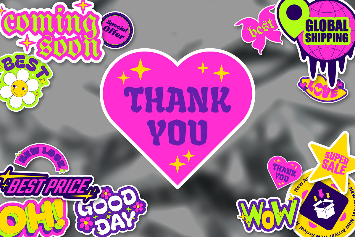 Animated Y2K Retro Sale Sticker Set, a Decorative Illustration by IMG Visuals (Photo 3 of 4)