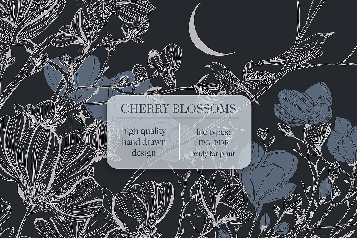 Hand Drawn Wallpaper Cherry Blossom, a Wallpaper Graphic by Nature.Of.Kate (Photo 1 of 11)