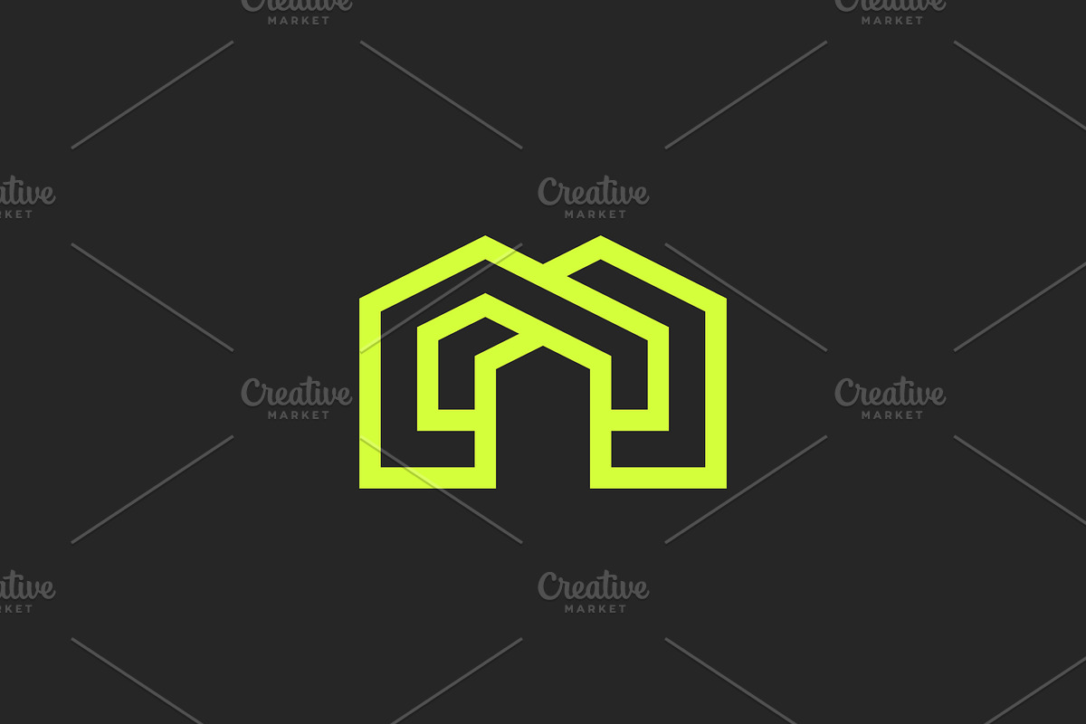 letter M house architectural logo, a Branding & Logo Template by Rasagama Studio