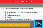 Circus Theme Invitation PSD Template, an Invitation Template by BootstrapCreative (Thumbnail 2 of 2)