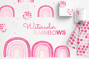 Watercolor rainbow clipart patterns