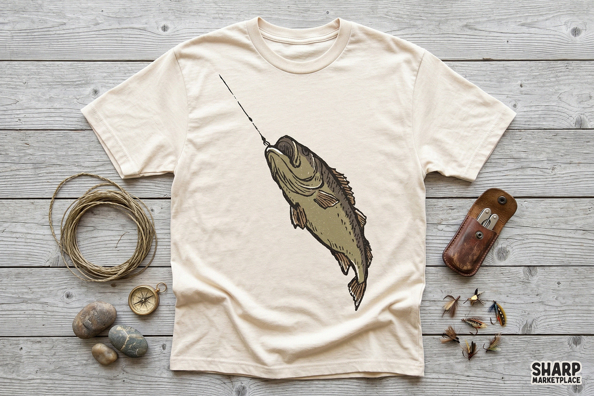 Rustic Bass Fishing Illustration, an Object Graphic by SharpMarketplace (Photo 3 of 5)