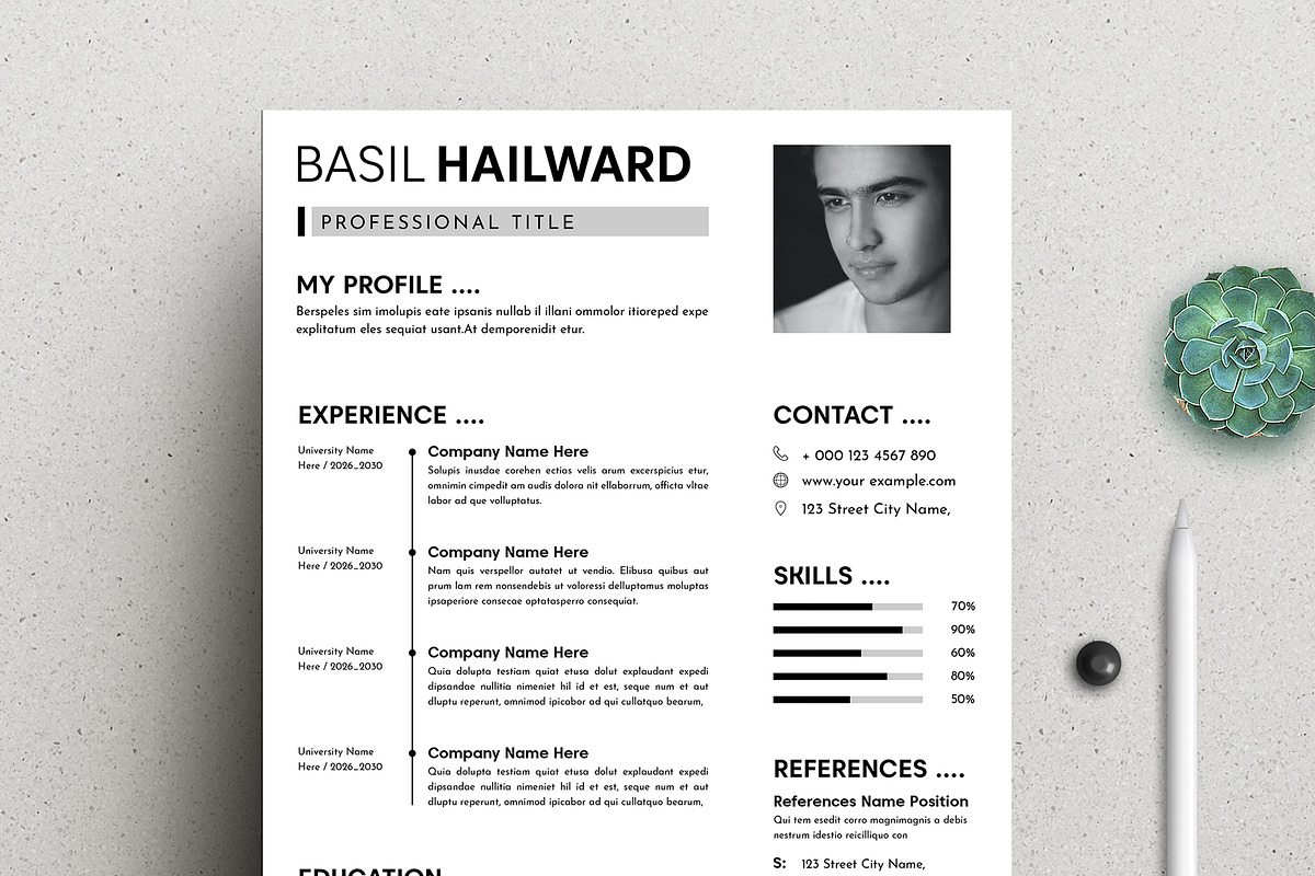 Creative Resume Template, a Resume Template by evgenystudio (Photo 4 of 4)