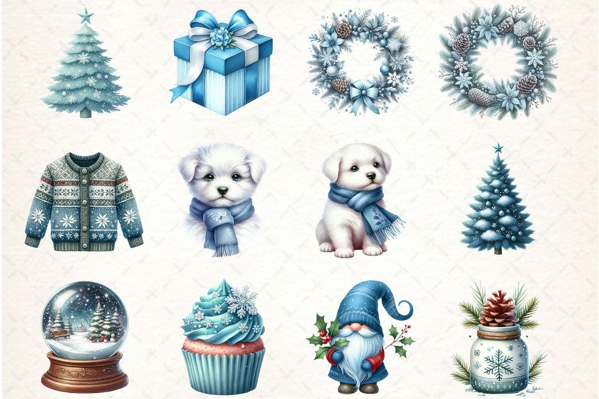 Blue Christmas Clipart Bundle, an Illustration by Libby Wishes (Photo 2 of 7)